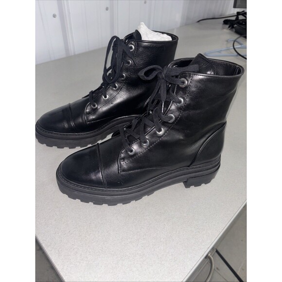 Schutz Maylova Leather Black Boots Size 11B - Picture 1 of 6